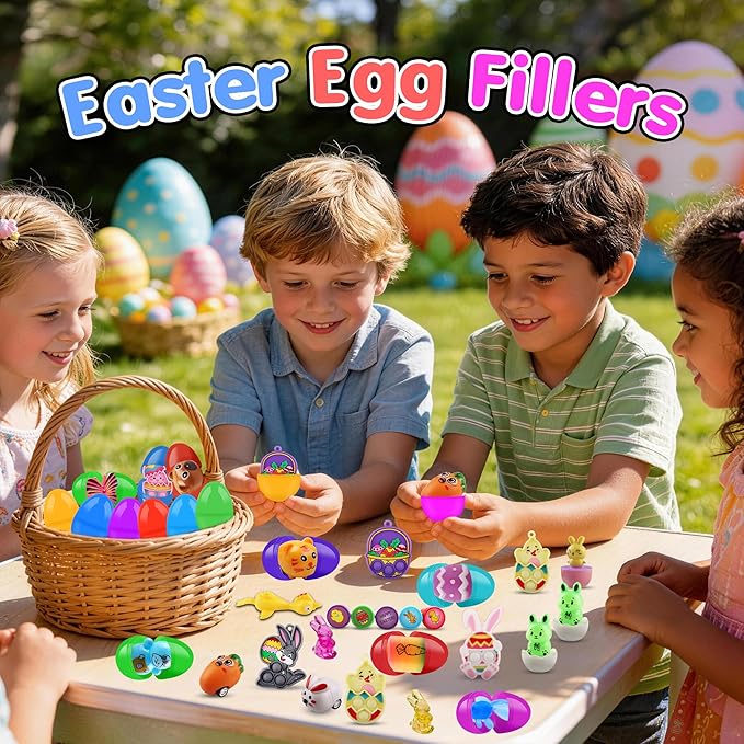 220PCS Easter Egg Fillers, Easter Basket Stuffers for Kids, Assorted Small Toys Party Favors, Easter Egg Hunt Supplies, Classroom Prizes Goodie Bags Stuffers, Easter Treats for Boys Girls