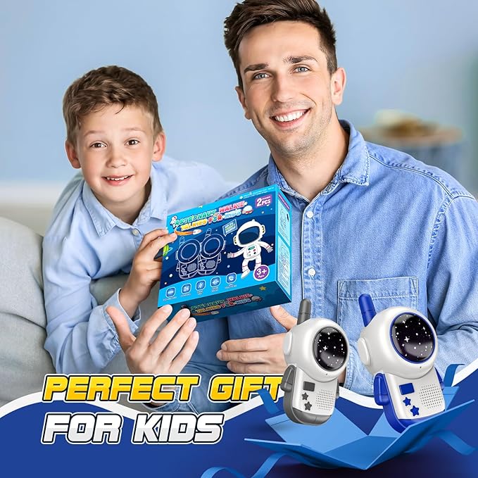 Rechargeable Walkie Talkies Toys for Kids: DIY Astronaut Walkie Talkies for Boys Christmas Birthday Gifts for 3 4 5 6 7 8 9 10 Boy Walkie Talkie Outdoor Hiking Toy 2 Way Radio Camping Outdoor Game