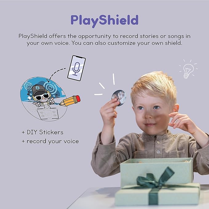Storytelling Foldable Bluetooth Kids Headphones-Intro Bundle with ZenDisk and PlayShield, Perfect for Travel, Learning, Screen-Free Entertainment, Stories and Music by Onanoff (Grey)
