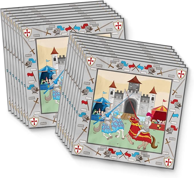 Medieval Knight Castle Birthday Party Supplies Set Plates Napkins Cups Tableware Kit for 16
