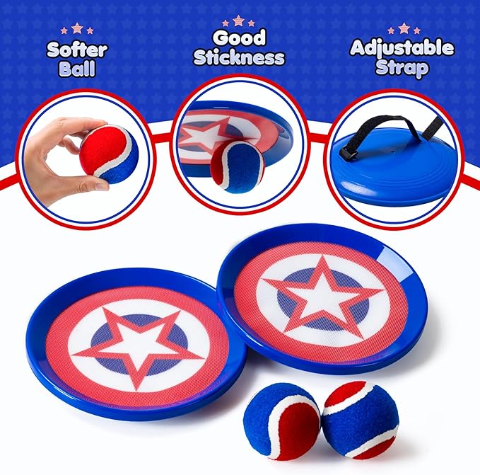 Playzap Toss and Catch Ball Set - Baseball Glove Toy Indoor Outdoor Yard Game & Beach/Pool/Sand Toy Set 2 Pack or 4 Pack - Easter Basket Stuffers for Toddlers Kids Youth Boys Girls 2-4 5-7 8-13+ Yrs