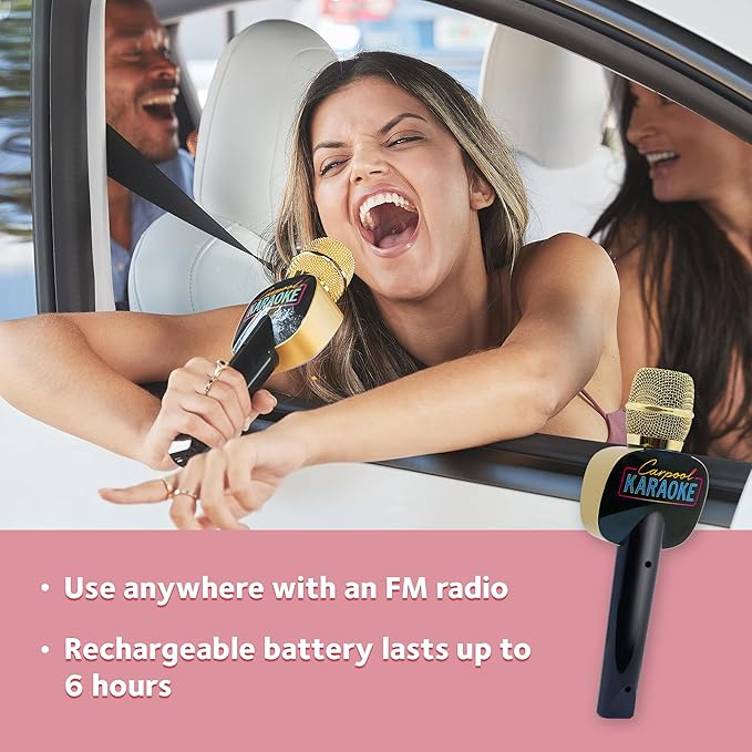 Carpool Karaoke Machine for Kids & Adults, Carpool Karaoke The Mic 2.0 - Wireless & Bluetooth Karaoke Microphone with Voice Changing Sound Effects as White Elephant Gift - Gold & Black