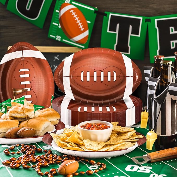 50PCS Football Shaped Disposable Paper Plates, Large 11.8in Football Party Plates, Football Theme Party Supplies, Sports Game Birthday Party Decorations, Touchdown Party Decoration