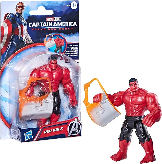 Marvel Avengers Epic Hero Series Captain America: Brave New World Red Hulk Action Figure, 4-Inch Super Hero Toys for Kids Ages 4+