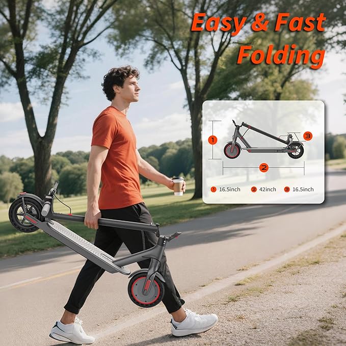 VOLPAM Electric Scooter, 350W/500W Powerful Motor, 8.5"/10" Solid Tires, 19/21Mph, 28/23/21/16 Miles Max Range, Dual Braking