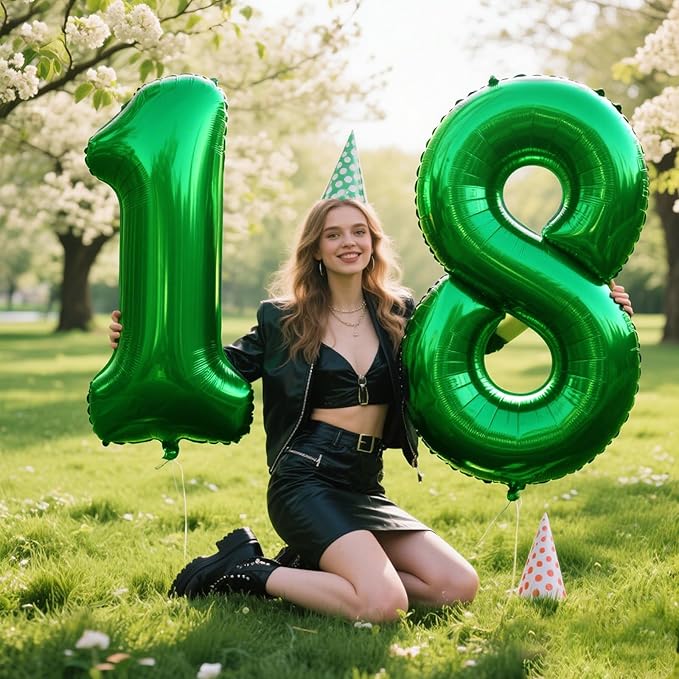 40 Inch Balloon Number 8 Green, Large Foil Green Number Balloons 8 18 28 for Girls Women, Digital 8 Helium Balloons for 80 88 Birthday Party Supplies Anniversary Event Celebration Decorations
