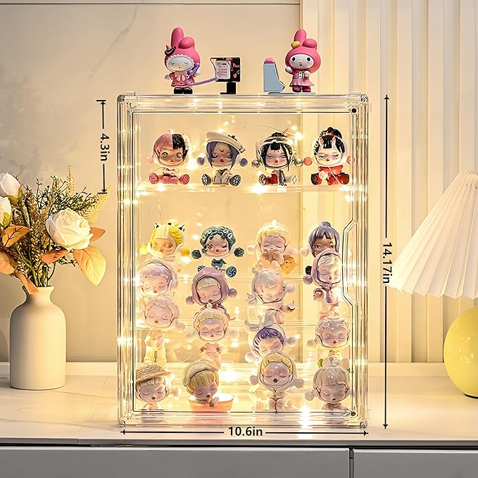 5-Tier Jumbo Acrylic Display Case for Figures - Extra Deep Shelves Holds 40+ Collectibles, Desktop Showcase with Magnetic Door for POP! Vinyls, Bobbleheads (L 5-Tier（10.6"*8.66"*14.17")