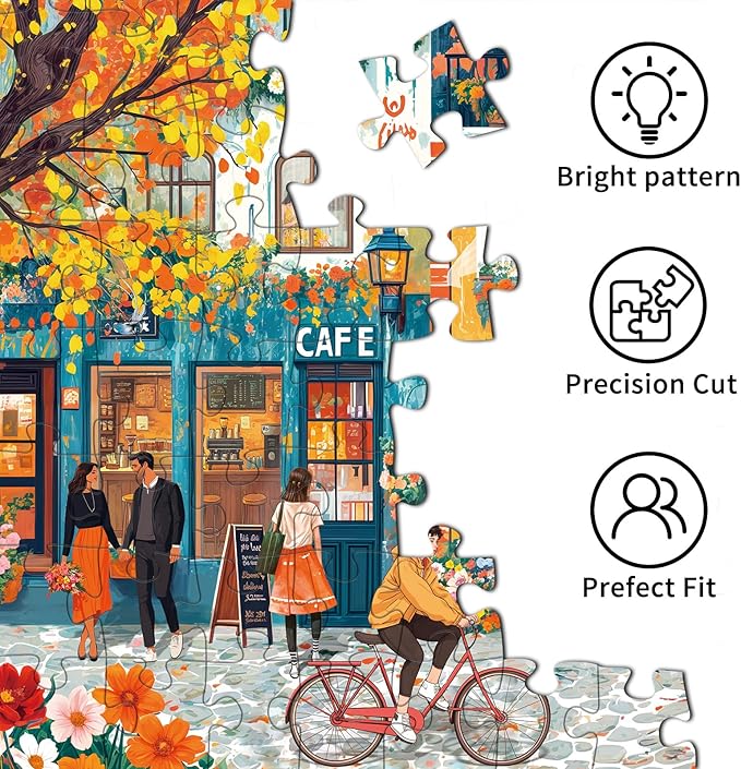 Jigsaw Puzzles for Adults 1000 Pieces, Interlock Perfectly Letter on Back No Dust, Home Decor Birthday Party Gift Toy for Men Women Elders Seniors, 1:1 Poster-Romantic Time