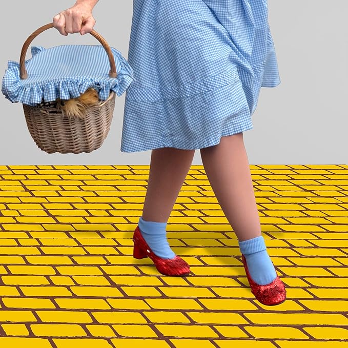 Chuangdi 3 Pieces 4.5 x 9 Feet Yellow Brick Costume Wizard Backdrop Princess Decorations Decal Wall Backdrop Brick Wallpaper for Halloween Wizard Princess Cosplay Decorations Supplies