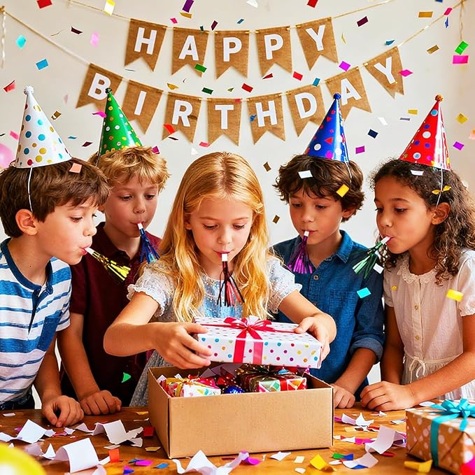 24PCS Bulk Party Blowers & Colourful Noise Makers - Fringed Glitter Party Horns Whistles for Birthday Graduation Christmas New Year - Premium Party Supplies (Mixed Colors)