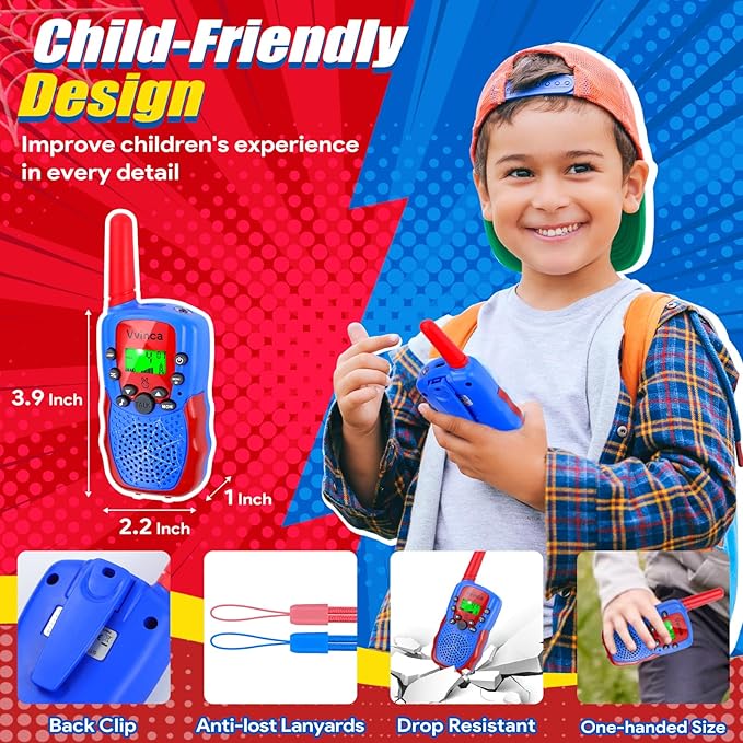 Vvinca Walkie Talkies for Kids Rechargeable 4 Pack