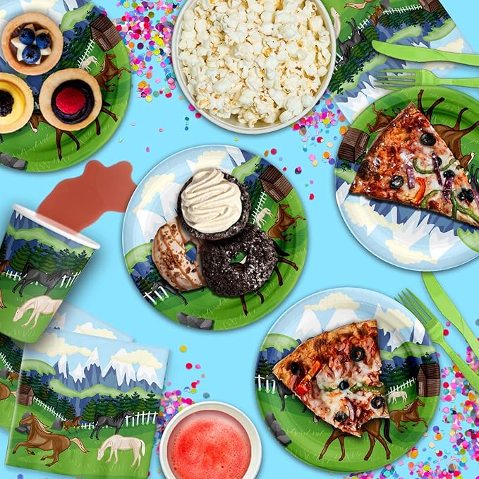 Wild Horses Birthday Party Supplies Set Plates Napkins Cups Tableware Kit for 16