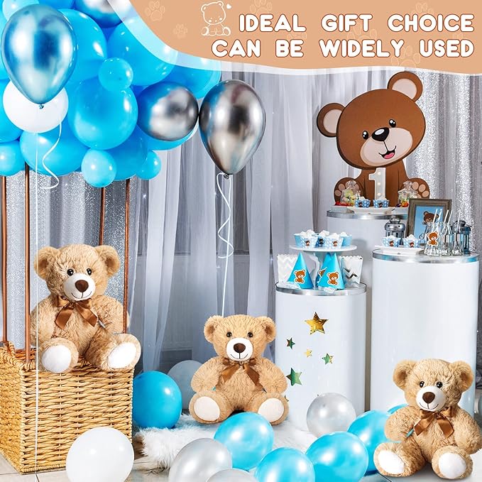 Zhanmai 18 Pcs 14 Inch Bears Stuffed Animal Bulk Gifts Plush Bear Toys for Birthday Baby Shower Graduation Party Favor(Light Brown)