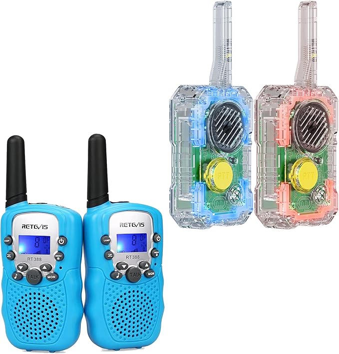 Retevis RT388 Blue Walkie Talkies for Kids Gifts Toys for 6 7 8 9 12 Year Old Boys Bundle with EZTalk 80 Walkie Talkies for Kids, Science STEM Kits DIY Electronic Toys Christmas Birthday Gifts