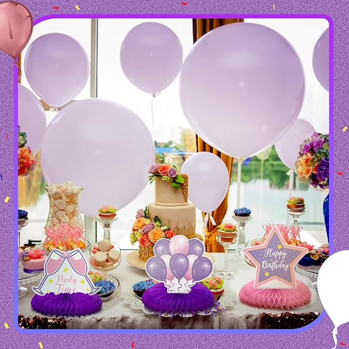 Yexiya 8 Pcs Pink and Purple Birthday Centerpiece Table Decoration, Happy Birthday Honeycomb Centerpieces Honeycomb Table Toppers for Men Women Party Supplies