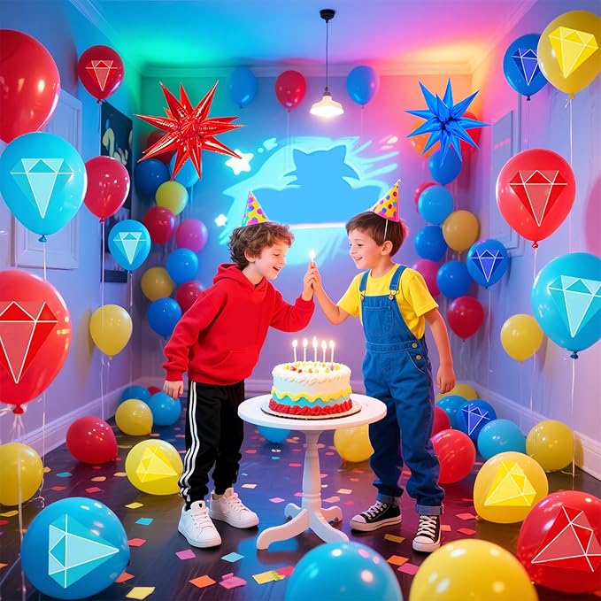 Red Blue Gold Balloon 44Pcs 12 Inch，Cute Diamond Print Balloons for Cartoon Themed Birthday Party Decorations Boys Girls Gatherings Party Supplies