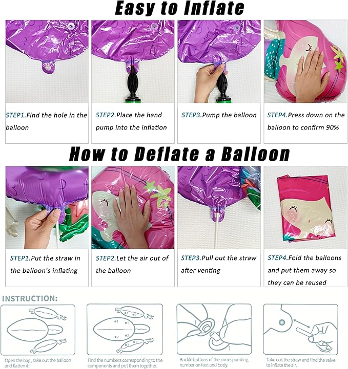 Self-Standing mermaid birthday balloon mermaid foil balloon Ocean Balloon for Girls Under The Sea Little Mermaid theme Birthday Party Baby Shower Birthday Decoration Supplies