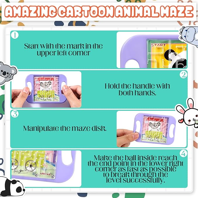 36 Pcs Mini Maze Puzzle Bulk for Kids Hawaii Party Favors Small Maze Cubes Game Educational Handheld Puzzle Travel Games Easter Classroom Gifts for Adults Teens Students (Animal)