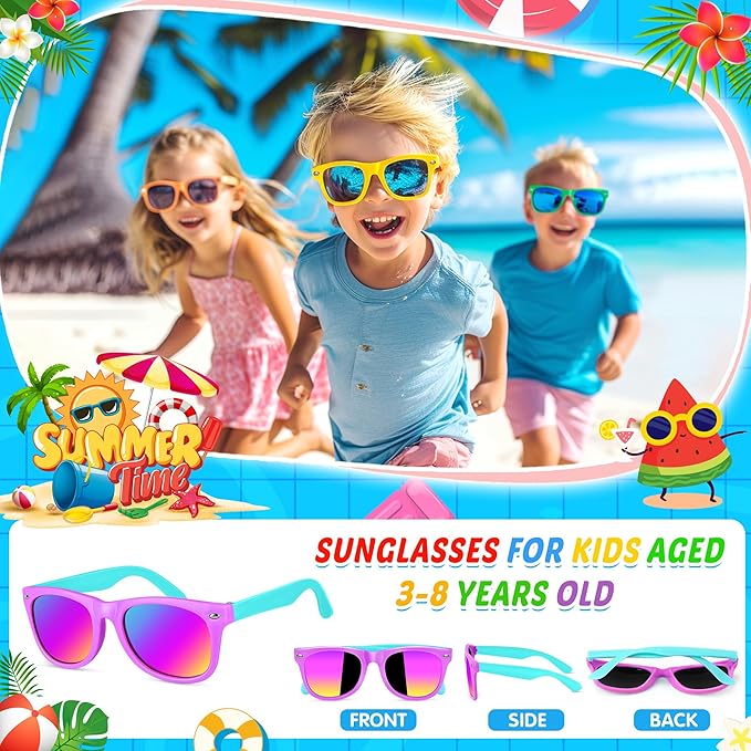 GIFTINBOX Kids Sunglasses Party Favors for Boys & Girls,Neon Toddler Sunglasses bulk with UV400 Protection, Pool Beach Party Favors, Goodie Bags Stuffers for Birthday Party -24pack