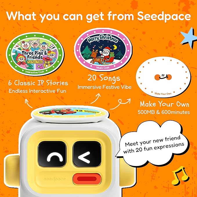 Kids Music Player: Story Machine, Interactive Toy, Voice Recording, Pre-Loaded Stories and Muisic, Screen-Free Storytelling Toys, Bluetooth Speaker, Christmas/Birthday Gift for Children