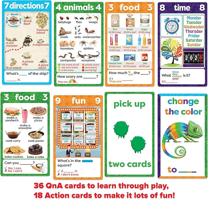 QnA Yellow ESL Card Game - Level 2.5. A Fun English Language Learning Game for EFL/ESL Students - Build Vocabulary, Grammar and Conversation Skills!