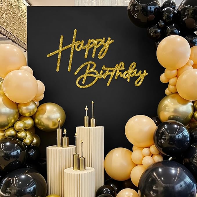 Babenest Gold Felt Happy Birthday Sign - Reusable Strong Adhesion Banner for Backdrop, Balloon Arch Decor, Party Supplies Reception Party Baby Shower Decorations