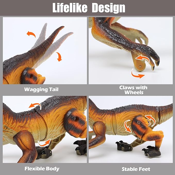 Remote Control Robot Dinosaur Kids Toys Idea for Boys 5-7, 8-10, 8-12 to Play on The Desktop - Cute Small Realistic RC Walking Dinosaurs with Sounds and Lights