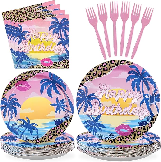 96 Pcs Jersey Shore Party Decorations Cheetah Print Birthday Paper Plates and Napkins Jersey Shore Themed Tableware Set for Girls Women Leopard Print Birthday Party Supplies, Serves 24