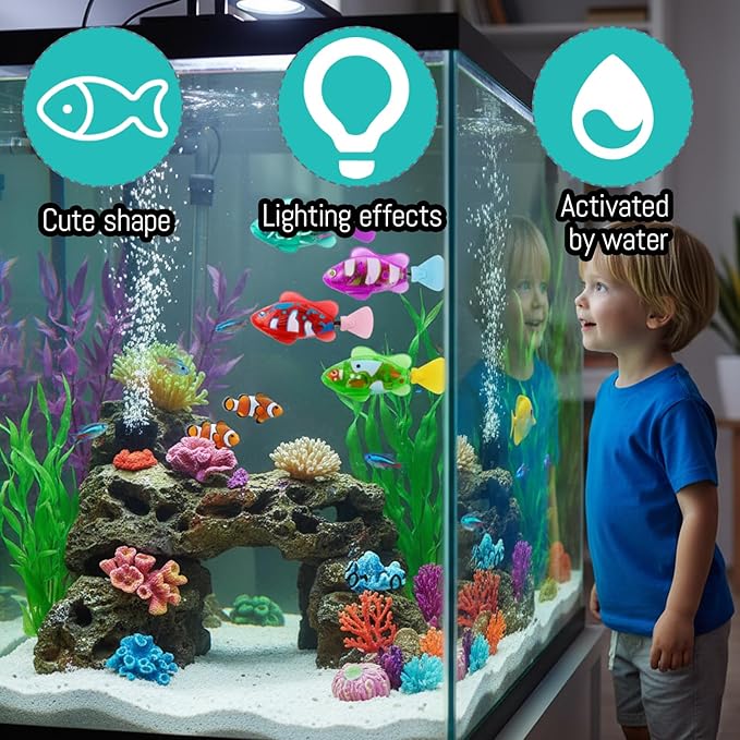 Robot Fish, Robotic Fish for Cats and Dogs, Swimming Fi-sh with Luminous Function, Waterproof Bath Fi-sh for Pets, Interactive Robot Fi-sh for Aquarium and Pool Play (4 Pack)