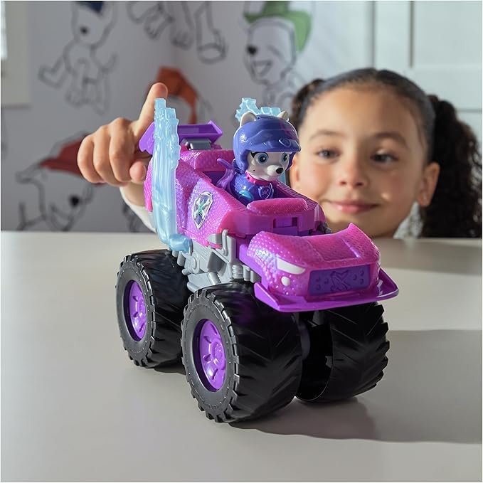 Paw Patrol: Rescue Wheels Roxi Monster Truck with Transformation and Collectible Action Figure, Toys for Boys and Girls Ages 3+