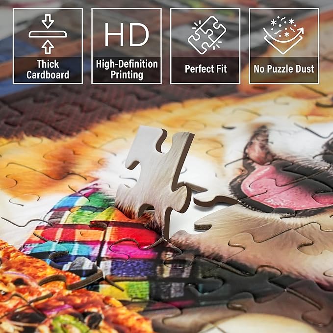 BenBen Puzzles for Adults 500 Pieces, Dogs' Dinner Party, Dog Jigsaw Puzzle with Letters or Patterns on Back, Funny Animal Puzzle, Challenging Puzzles for Family Game Night, Home Décor