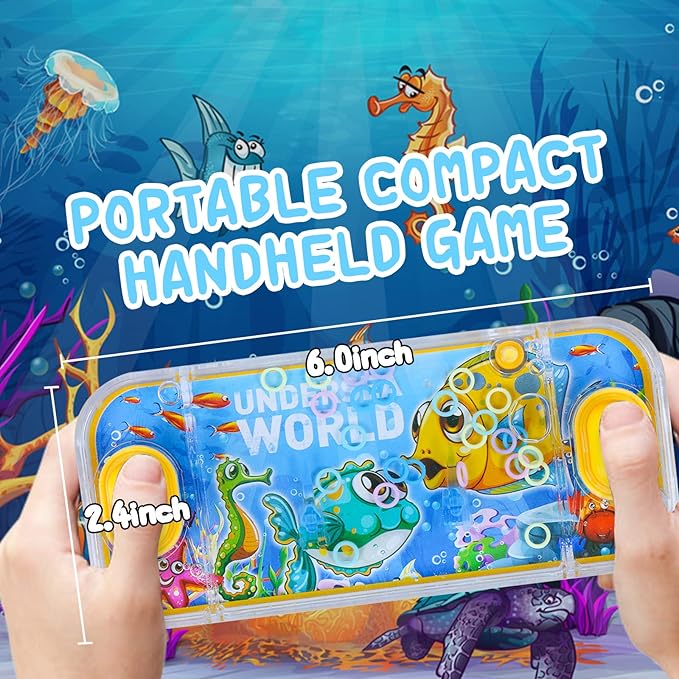 SevenQ Handheld Ocean Theme Water Toss Ring Game - 4 Pack Aqua Toys for Kids Stocking Stuffers