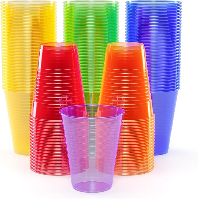 Exquisite Neon Cups 720 Pack 16 Oz | Colored Plastic Cups | Ideal For Blacklight Glow In The Dark Parties, Birthdays Or Any Event | Disposable, Food Safe