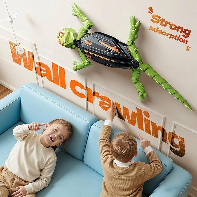 Wall Climbing Gecko, Remote Control Lizard Crawler with LED Lights for Kids, Crawling Electric Birthday Gifts for Boys & Girls