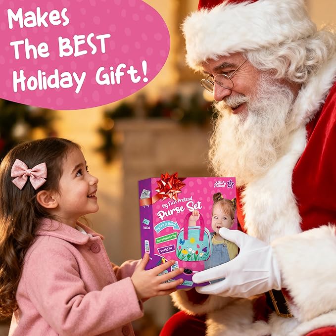 Play Purse for Toddlers with Accessories, Toddler Girl Toys 1 2 3 Years Old with Pretend Makeup, Keys, Smartphone, Toddler Toy Purse for Little Girls - Birthday Gift for Toddlers Girls Ages 2-3 - Blue
