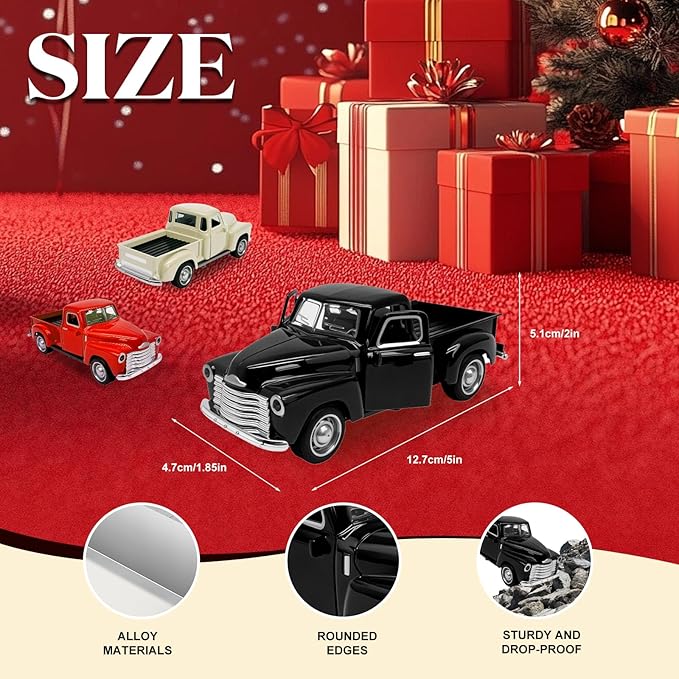 Little Black Truck Toy for Toddlers 2 3 4 5 6 7 8 Year Old Boys Girls,1:32 Alloy Toddlers Car Toy Driveable,Car Door Can Open,Toy Trucks for Kids Easter Christmas Birthday Gifts