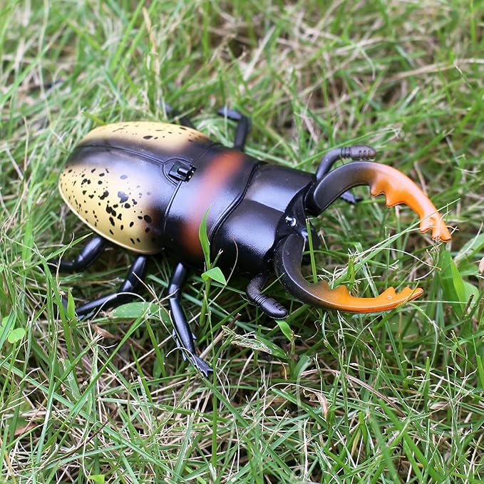 Tipmant RC Beetle Remote Control Insects Realistic Electronic Simulation Climber Animal Prank Toy Vehicle Kids Birthday Gifts (Yellow)