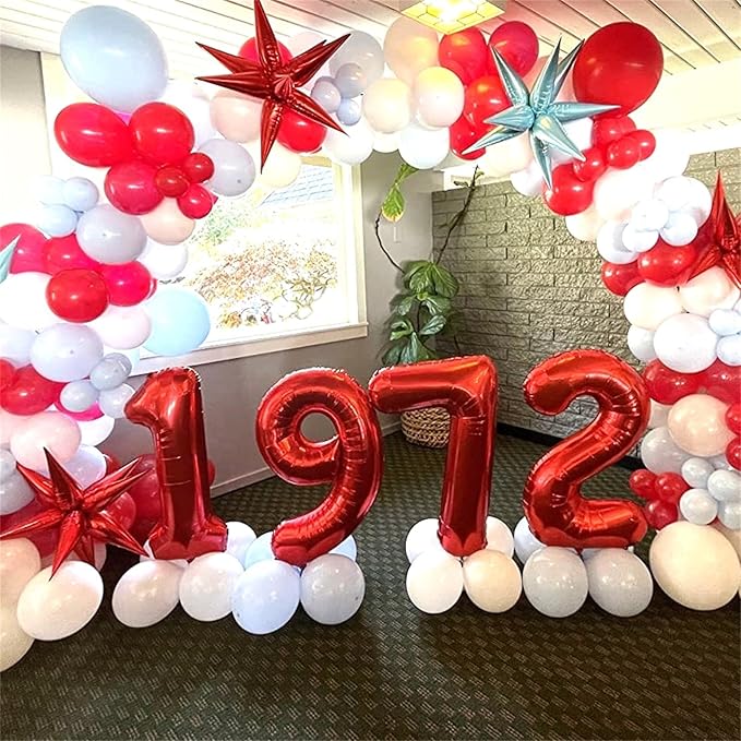 Large Number Balloons 6 for Boys, Red 40 Inch Foil Self Inflating Number 6 Balloon for Women Men 60th 25th Birtyday Party Anniversary Graduation Party 0-9 Set Balloons Decorations Supplies