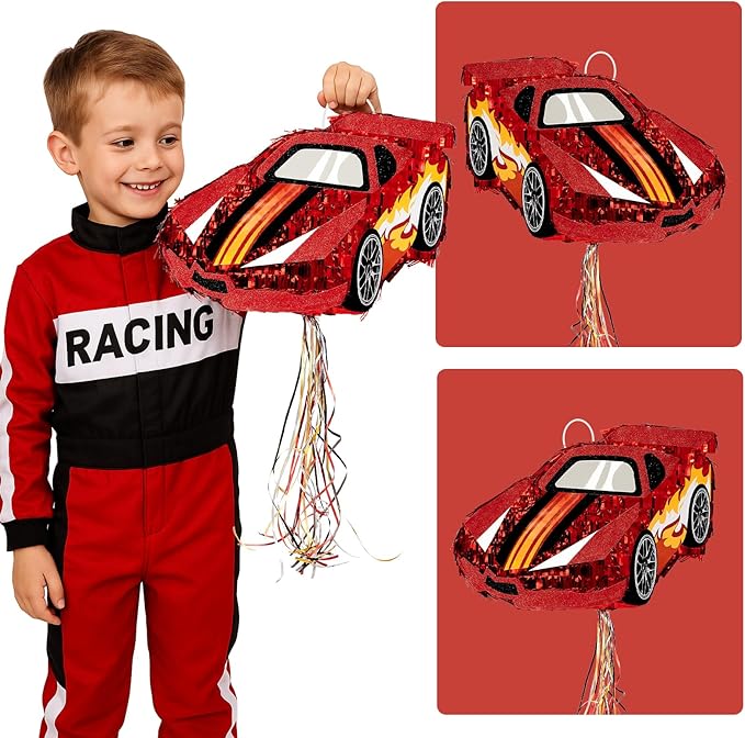 WERNNSAI Race Car Piñata - Race Car Birthday Decorations Truck Car Piñata Bundle with Blindfold and Bat Monster Truck Party Favors for Kids Boys Exciting Party Games Supplies
