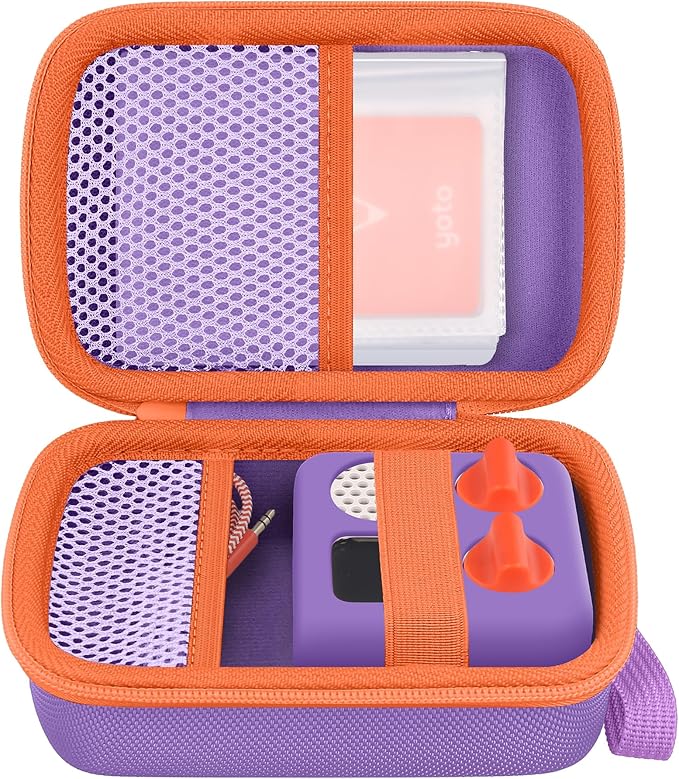 co2CREA Hard Case Compatible with Yoto Mini 2024 Edition Kids Audio Music Player Children Speaker Plays Audiobook Cards Radio and Card Holder Hold up to Yoto 36 Cards, Purple Case