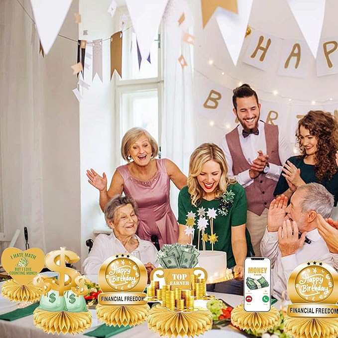 Hilarious 6Pcs Money Themed Birthday Party Honeycomb Centerpieces Bill Dollar Party Table Decorations Table Topper for Birthdays Casino Weddings Bachelorette Graduations Party Supplies