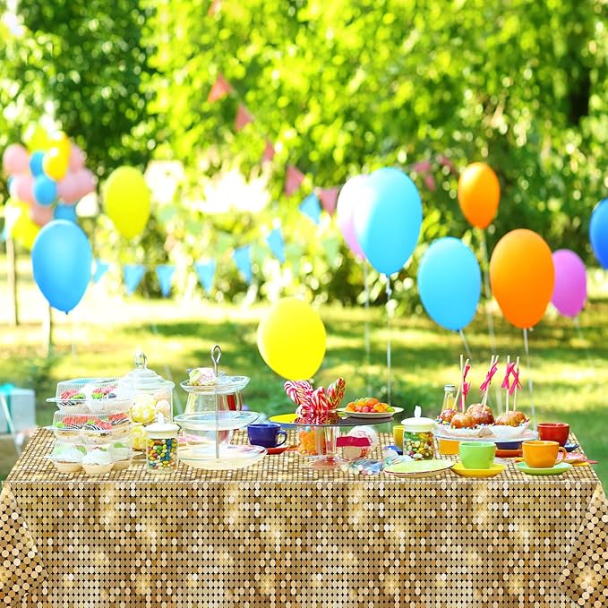 gisgfim 3 Pcs Disco Party Plastic Tablecloth Las Vegas Party Supplies Casino Decorations 60s 70s 80s 90s Disco Birthday Tablecloth Sequin Table Cover 105 x 54 inch