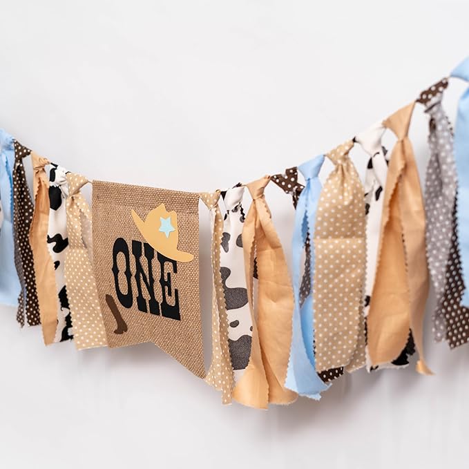 Cowboy Highchair Banner 1st Birthday - My First Rodeo High Chair Banner, First Rodeo Birthday Decorations Party Supplies for Party, Anniversary, Photo Props... (Blue)
