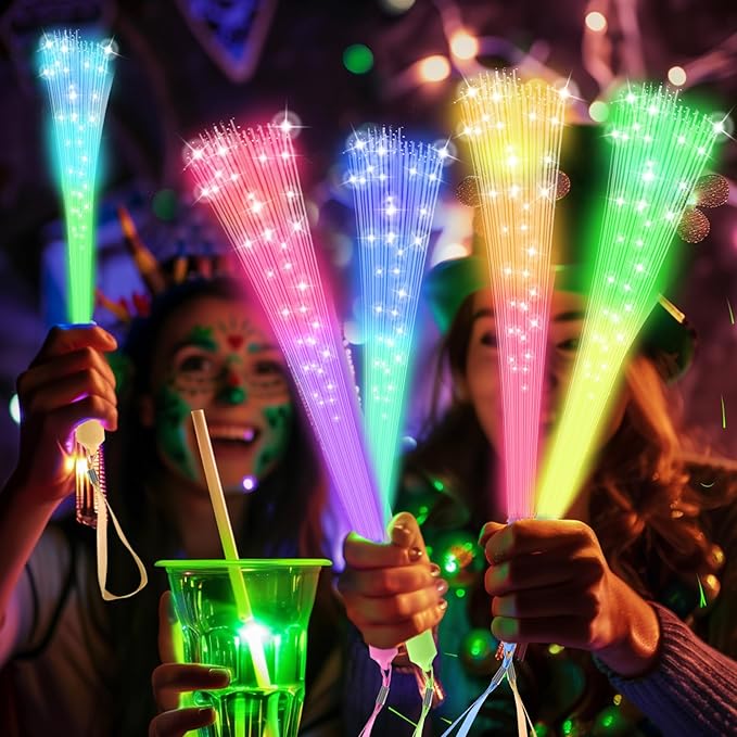 100 PCS Fiber Optic Wand,Glow Fiber Optic Wands,Glow in The Dark Party,Glow Wands led Light up Party Favors for Wedding,neon Party,New Year Party Favors,Halloween,Christmas,Bar DJ