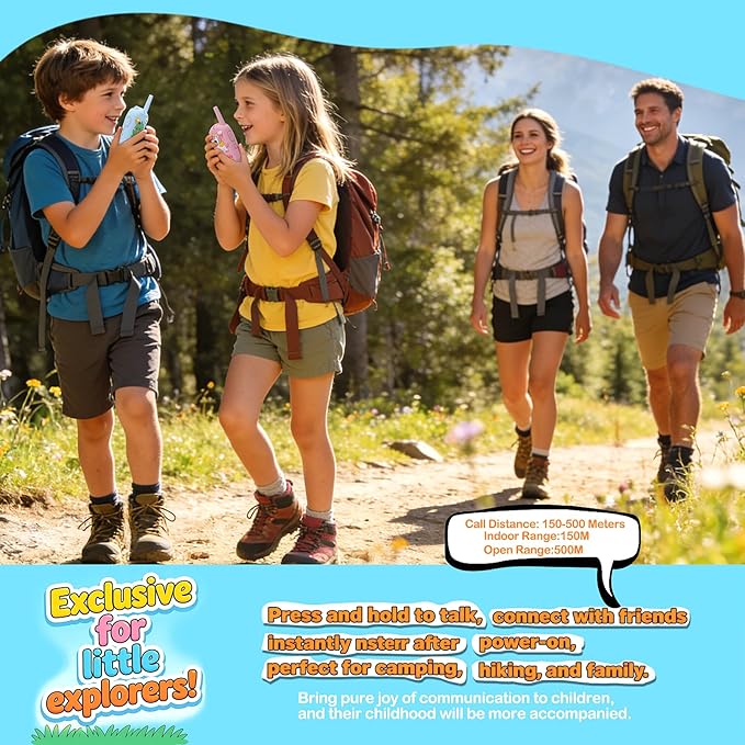 2 Pack Video Walkie Talkies for Kids Rechargeable Digital Toy Walkie-talkies with Camera Long Range for Boys Girls Age 3-5 Children