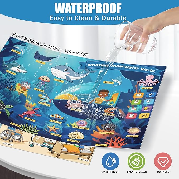 QuTZ Talking Pen Poster Set, Learn to Read Sound Posters, 10 Tap to Read Audio Posters, 500+ Words & Fun Facts, 700+ Interactive Games, Electronic Educational Toy for Kids 3+