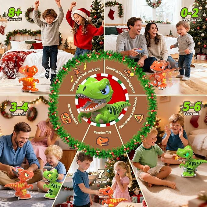 P&C Remote Control Dinosaur Toys for Kids Rechargeable Robot Velociraptor Toy with Spraying,Sound Effects,Dancing,RC Dino for Boy&Girl 3-12 STEM Gifts for Kid