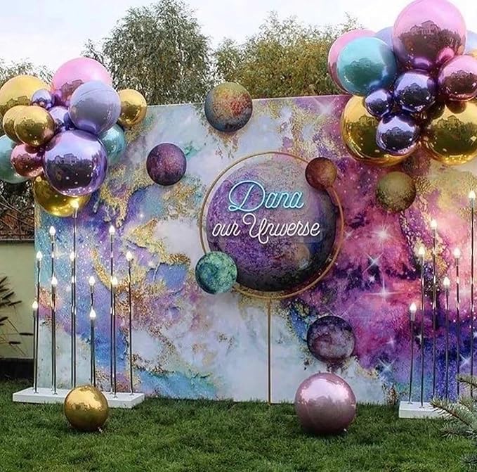 KALOR 22 Inch Purple Mylar Balloons, 10 Pcs Large 4D Giant Round Foil Balloon Big Mirror Metallic Balloons for Birthday Party Baby Shower Gender Reveal Supplies