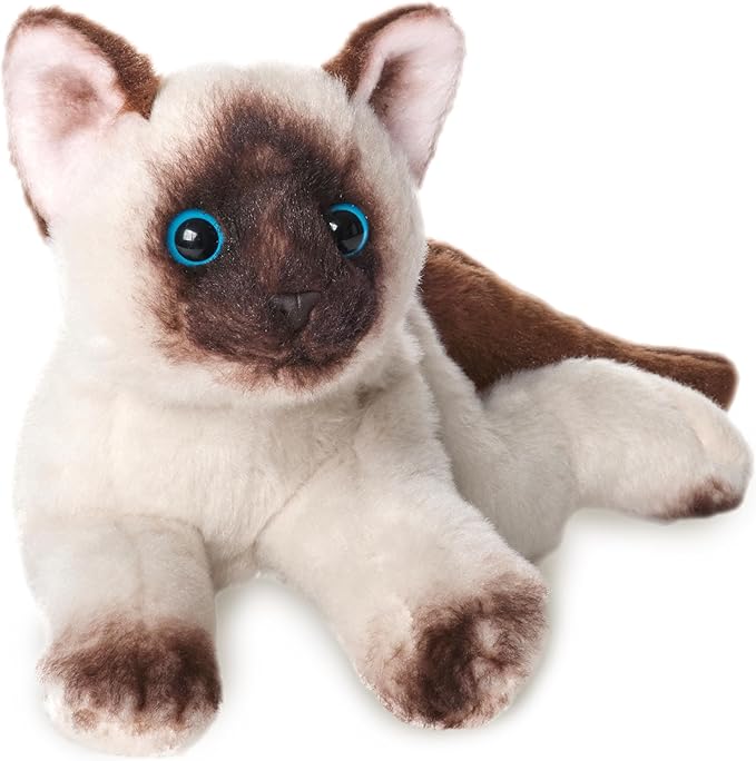 Bearington Lil’ Cleo Siamese Cat Plush - Cat Stuffed Animal - 8" Siamese Soft Plush Kitty Toy with Realistic Details and Floppy Body for Kids and Toddlers - Adorable Gifts for Kitten Lovers