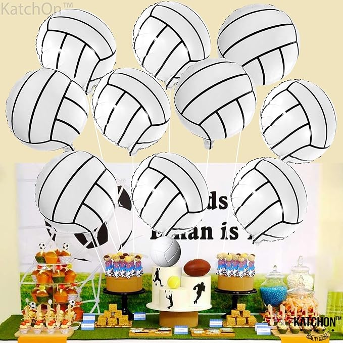 KatchOn Volleyball Balloons - 18 Inch, Pack of 10 | Sports Balloons for Senior Night Decorations | Volleyball Party Decor for Gender Reveal, Sports Event Celebrations | Volleyball Birthday Decorations